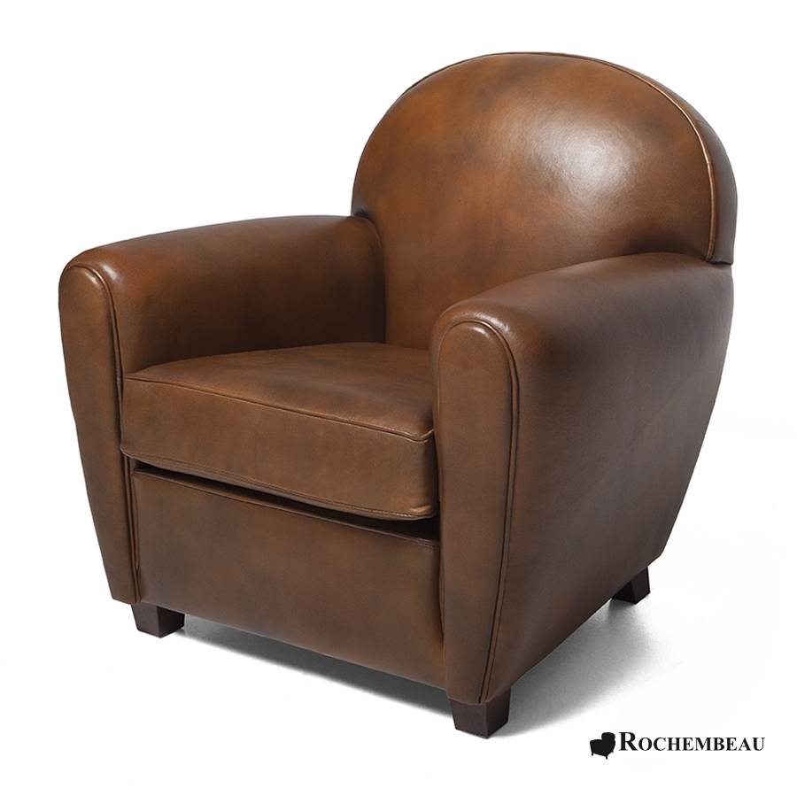 Fauteuil club vintage en cuir de mouton