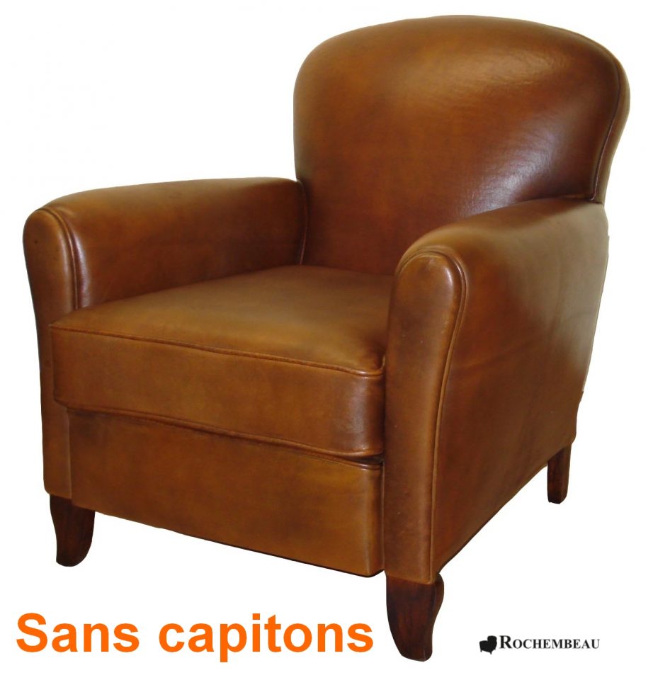 Fauteuil club dossier sans capitons