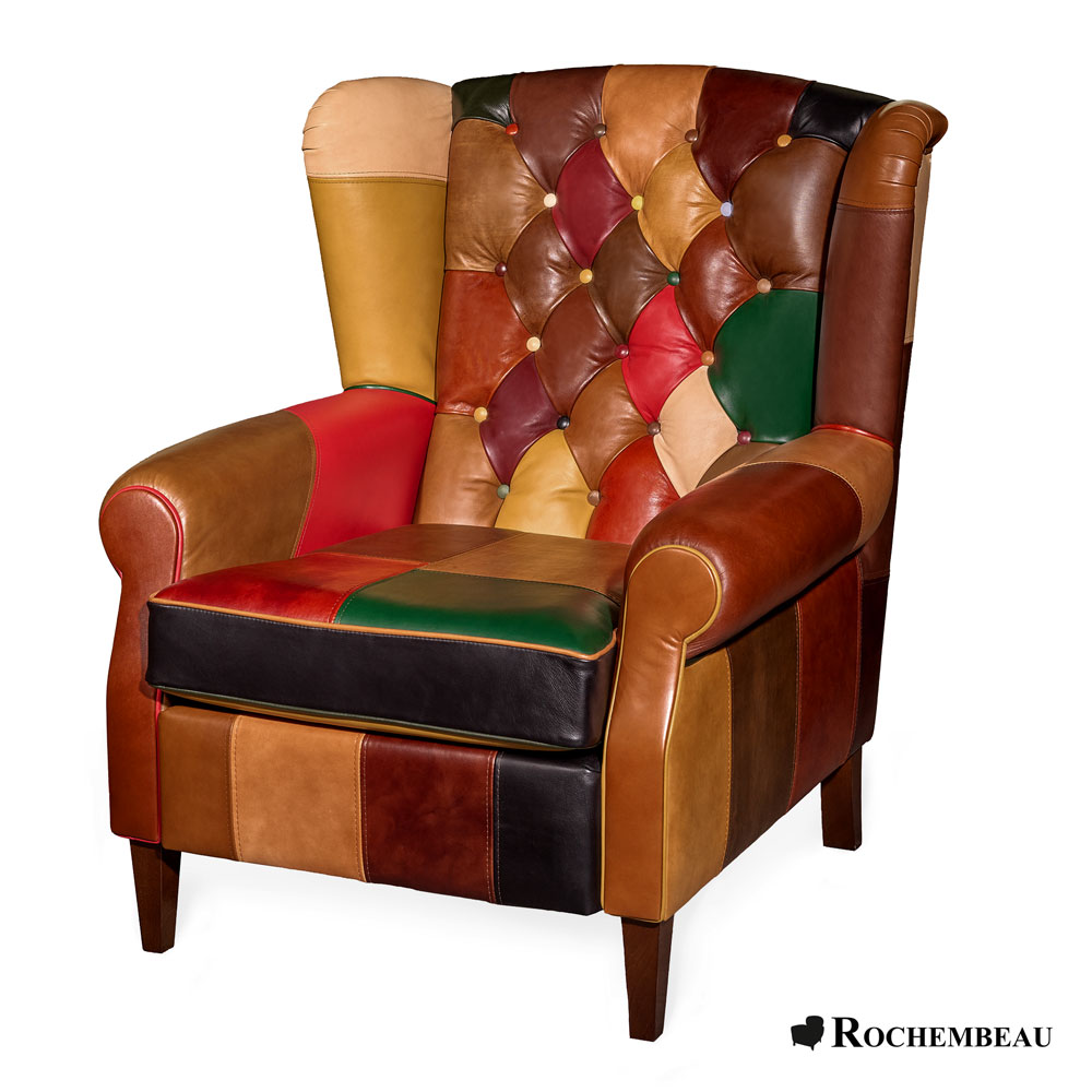 Fauteuil en cuir à oreilles