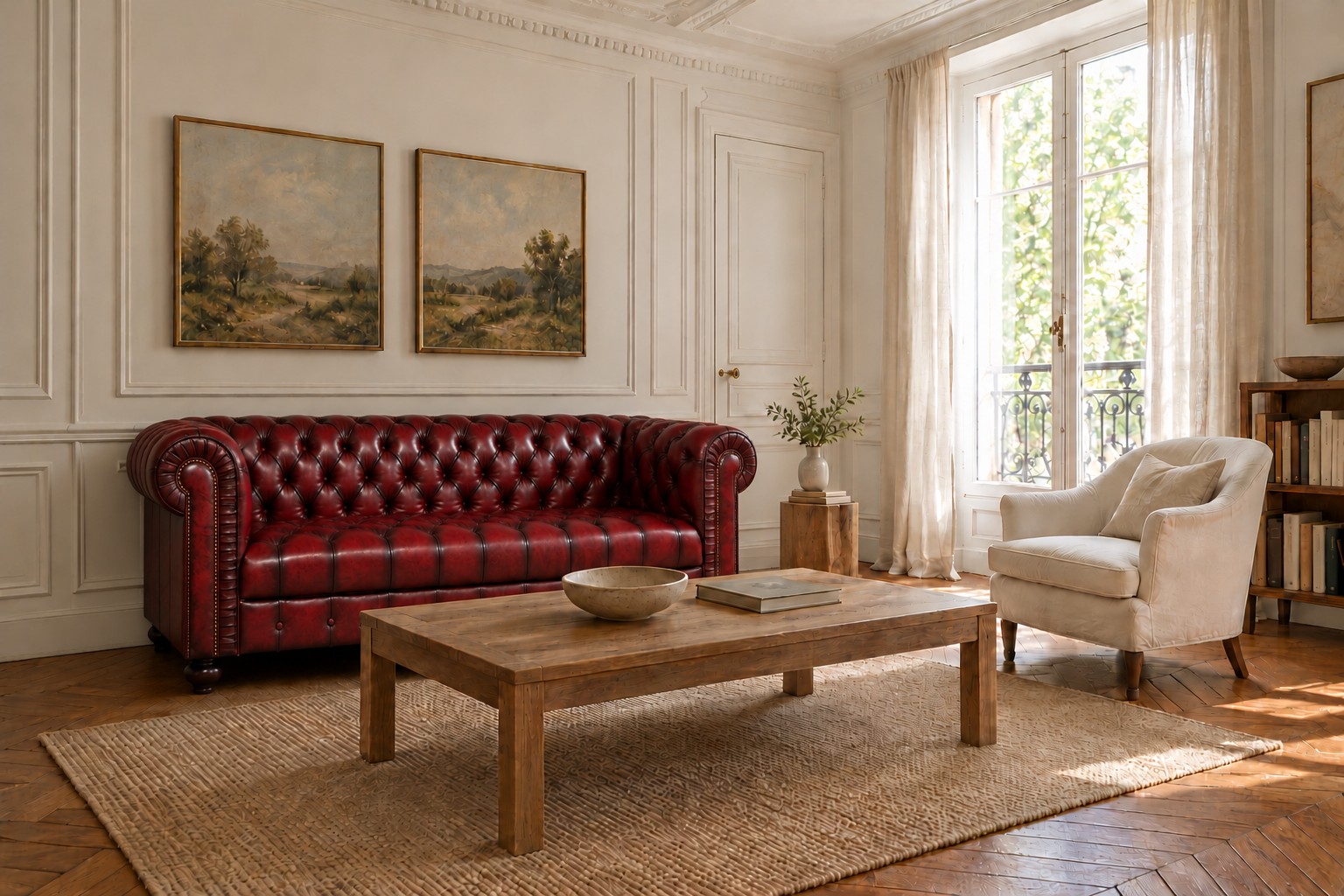 Intérieur du client modifiée par un Chesterfield bordeaux