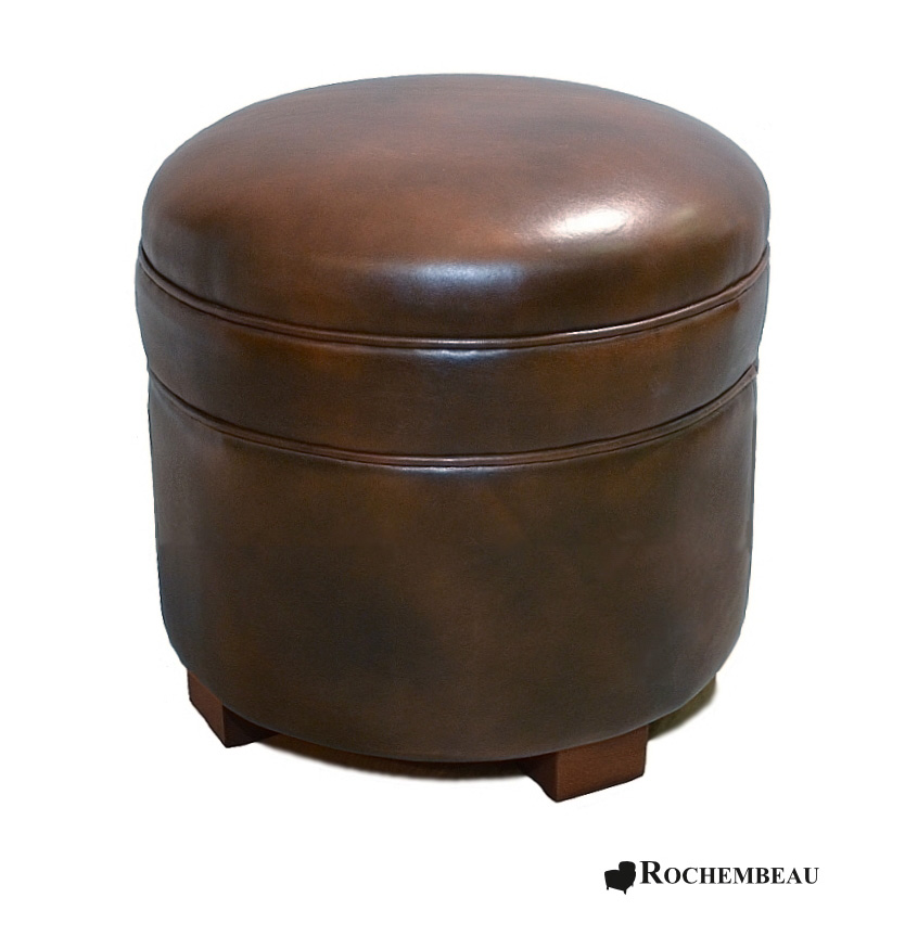 Pouf Oriental En Cuir Rond 45 Cm Rond 30 Cm De Haut Avec