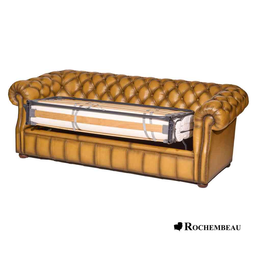 Canapé Chesterfield cuir convertible 3 places Rochembeau