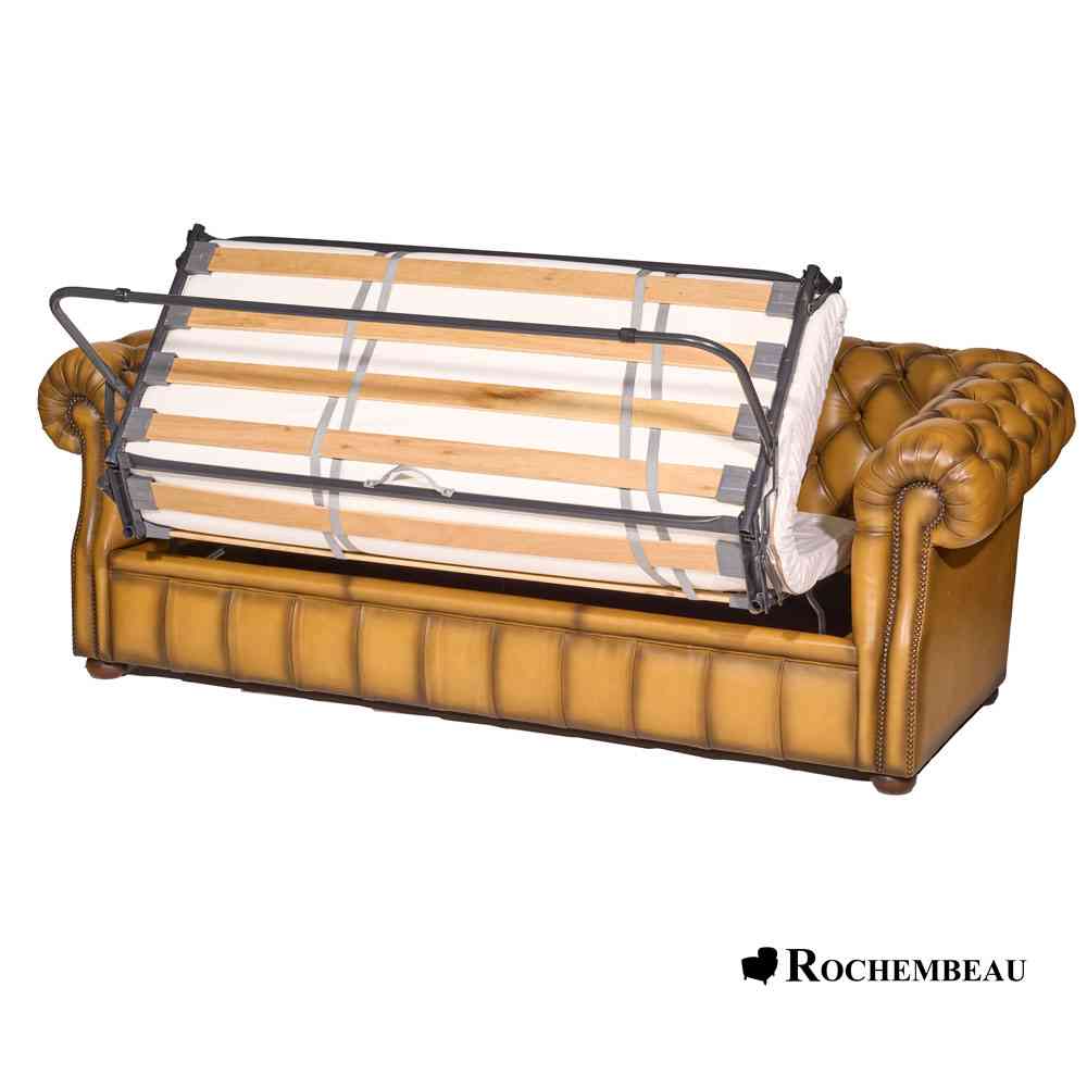 Canapé Chesterfield cuir convertible 3 places Rochembeau