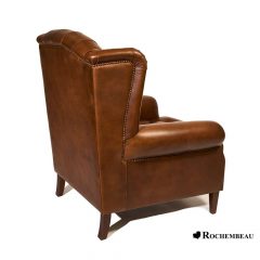 Fauteuil à oreilles cuir WINSTON capitonné