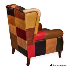 Fauteuil à oreilles cuir WINSTON multicolore