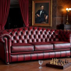 Canapé Chesterfield 3 places COOK Dossier Rond