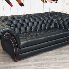 Canapé Chesterfield LENNON capitons noir 3 places