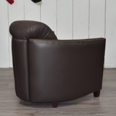 Fauteuil Club BATEAU-CIGARE - Cuir de Vachette- marron très foncé