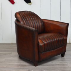 Fauteuil Club BATEAU - Assise liserée - Marron foncé E1 / Finition E8