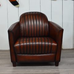 Fauteuil Club BATEAU - Assise liserée - Marron foncé E1 / Finition E8