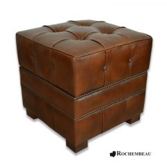 Pouf Carré Coffre Chester en cuir