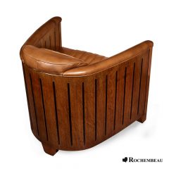 Fauteuil Club BATEAU bois et cuir