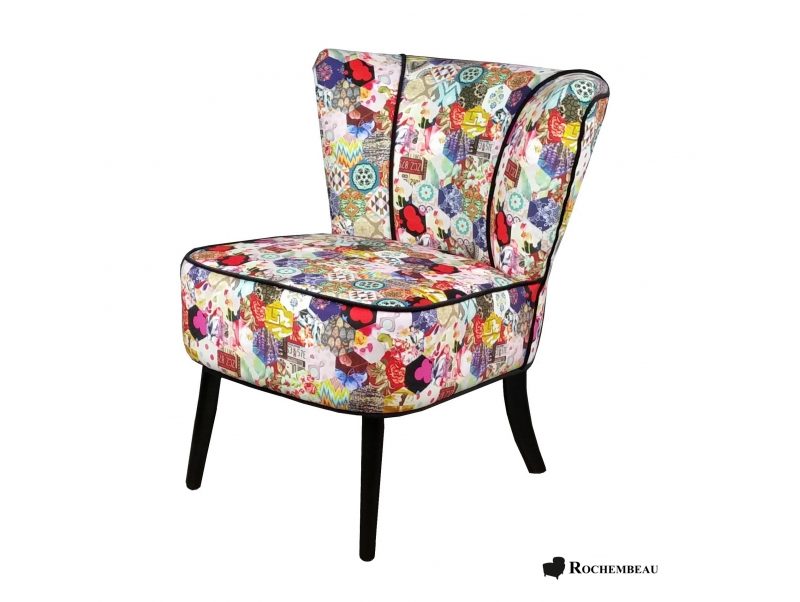 Fauteuil Design Patchwork En Tissu Multicolore Vega Rochembeau