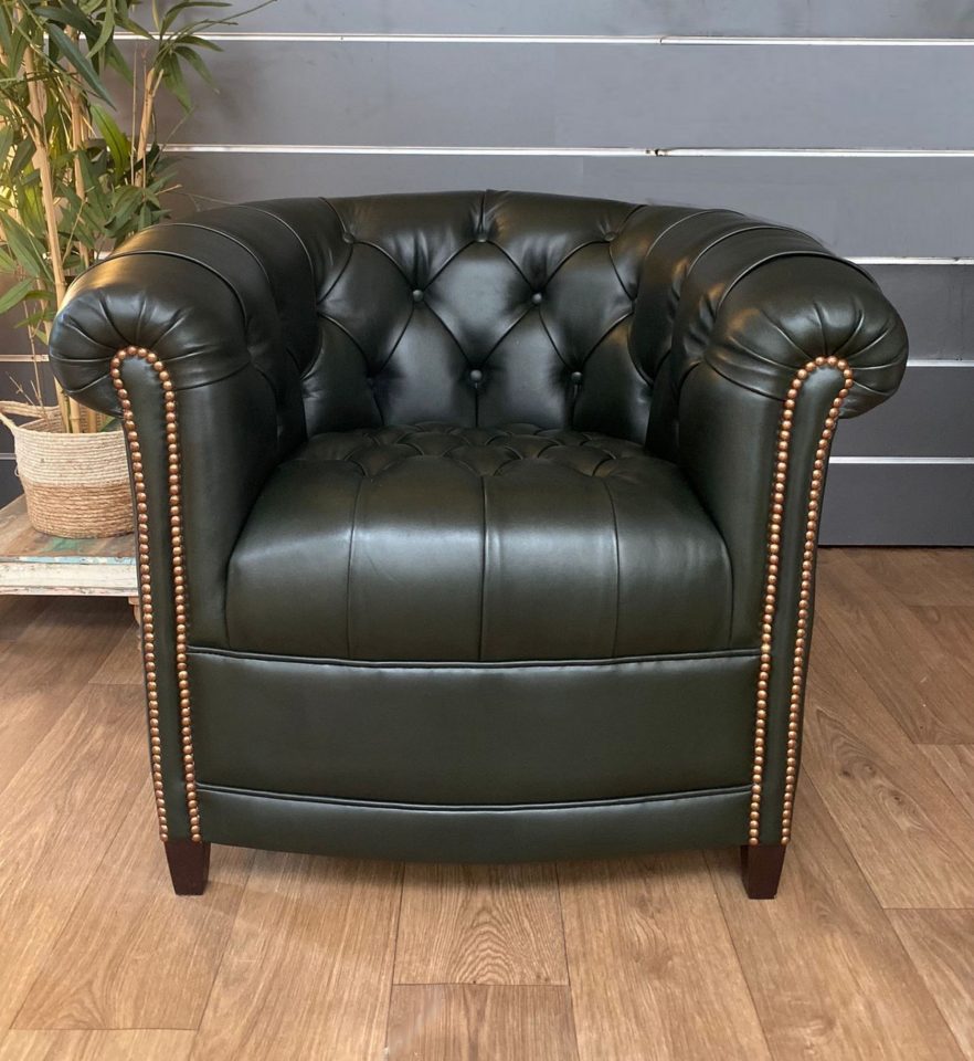 Fauteuil crapaud capitonné BRIGHTON - Vert Anglais