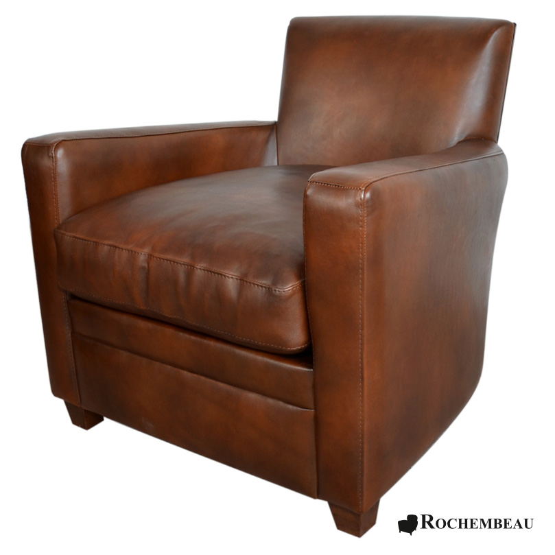 Petit fauteuil Club CHARLESTON en cuir haut de gamme Rochembeau — free download
