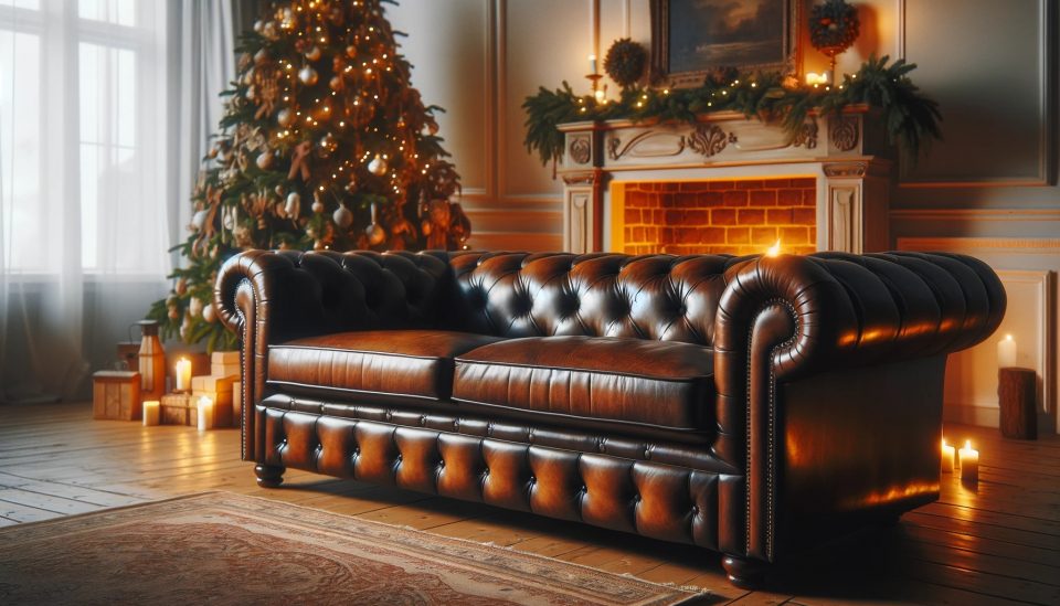 Canapé Chesterfield cuir haut de gamme COOK 3 places - Rochembeau