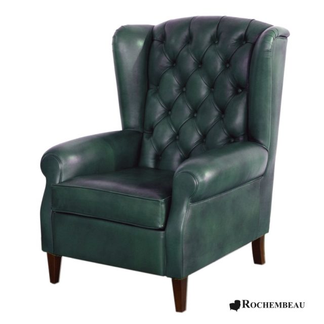 Fauteuil Club à Oreillettes Roche Bobois - Cuir Couleur Whisky - Style Anglais