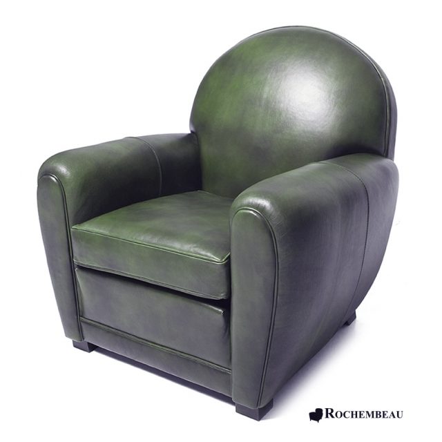 Fauteuil cuir vert d'occasion - Ameublement