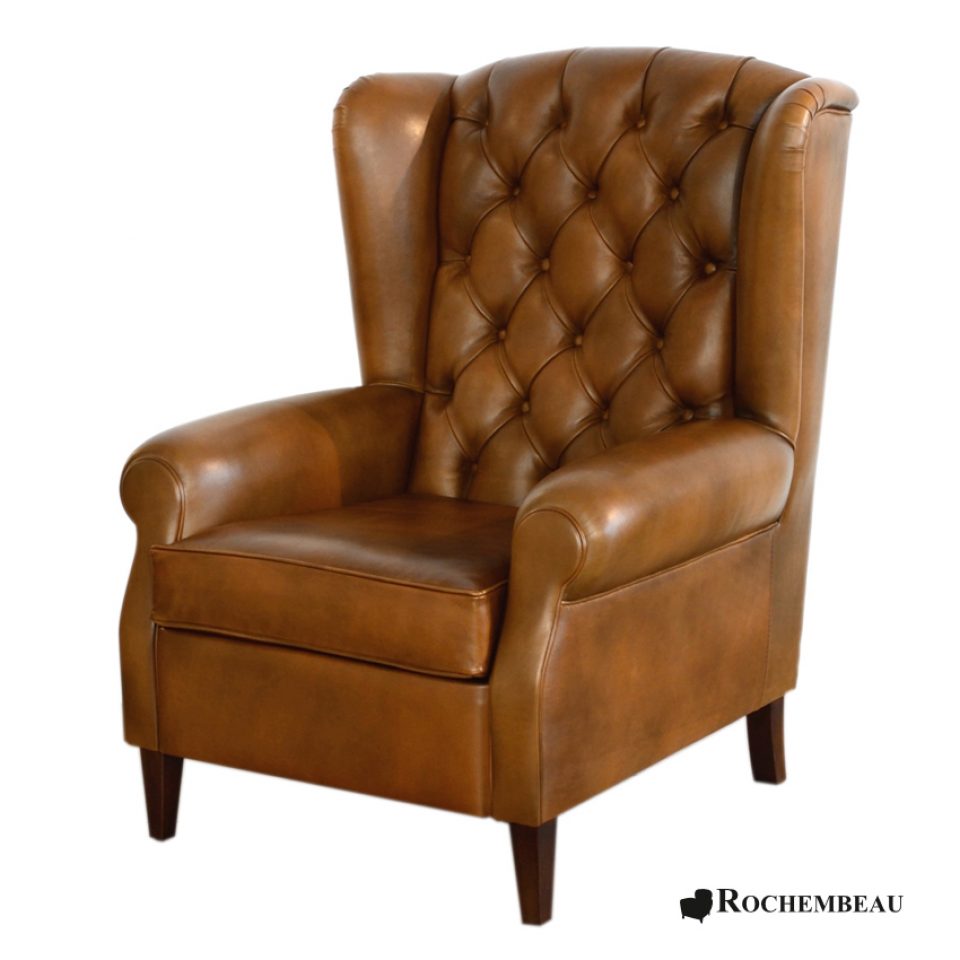 Chesterfield Fauteuil Bois D'Acajou Accoudoirs de Chaise Antique